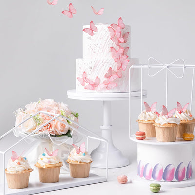 50 Adornos Mariposa Rosa para Cupcakes Decoración Pastel