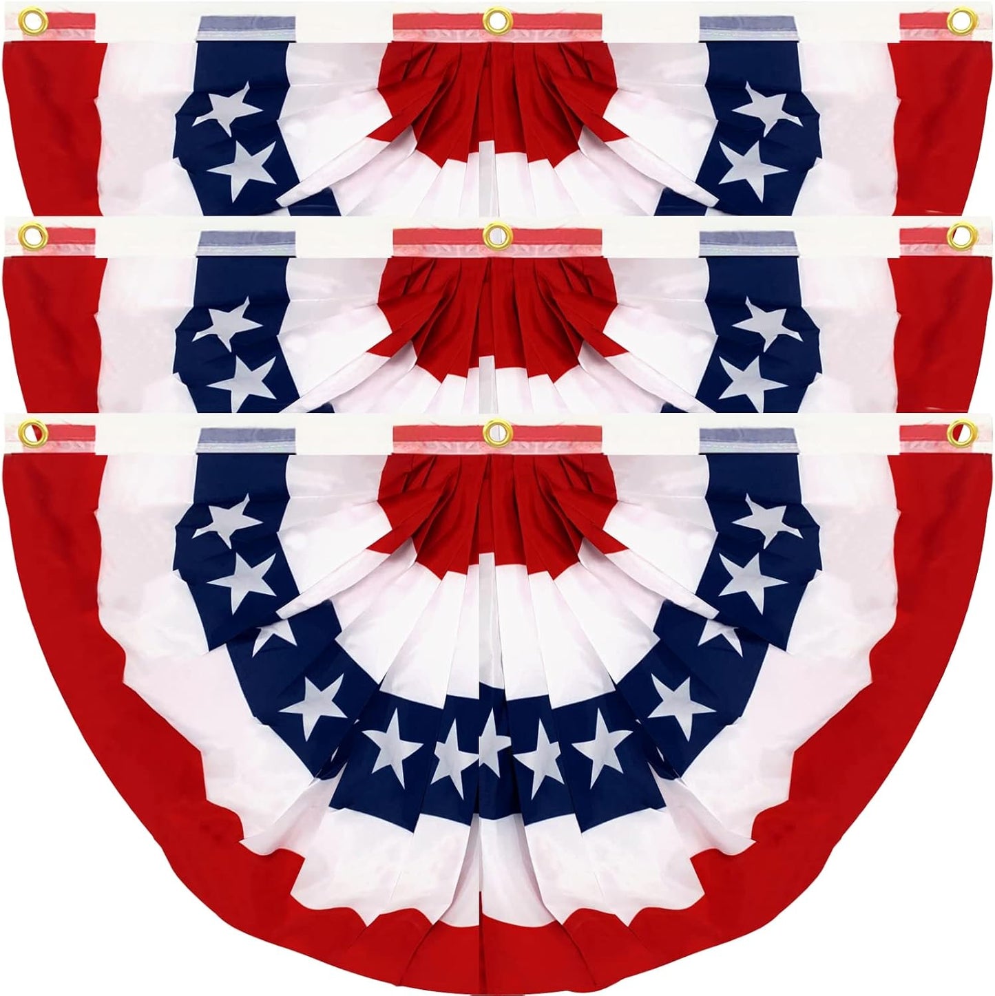 3 Banderas Americanas Plisadas 3x6ft Exteriores