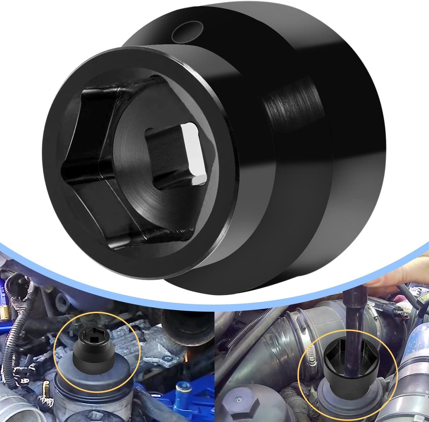 Enchufe filtro aceite Ford 6.0L/6.4L 03-10 negro