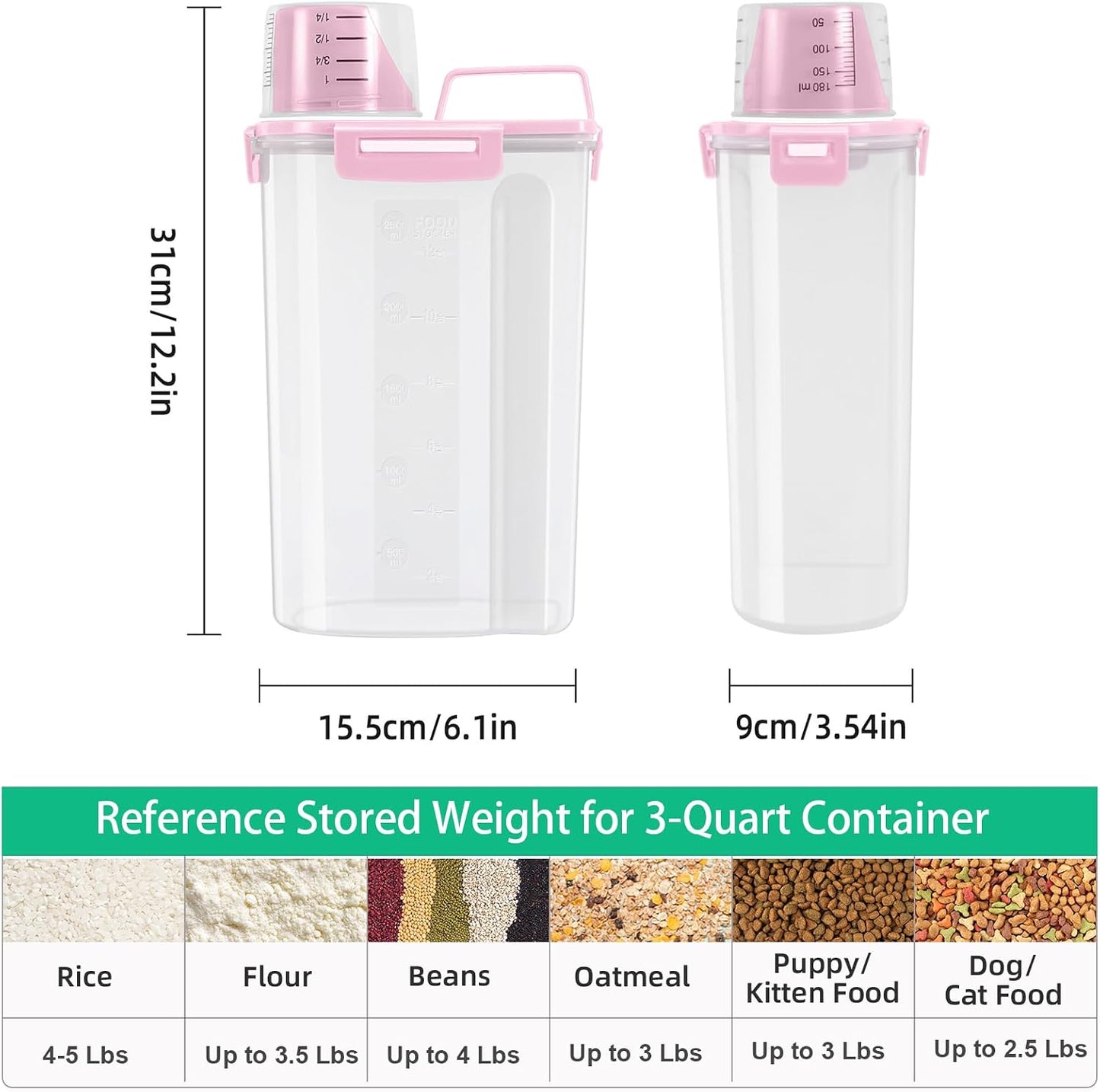 Set 2 Contenedores Almacenamiento Arroz 5lb