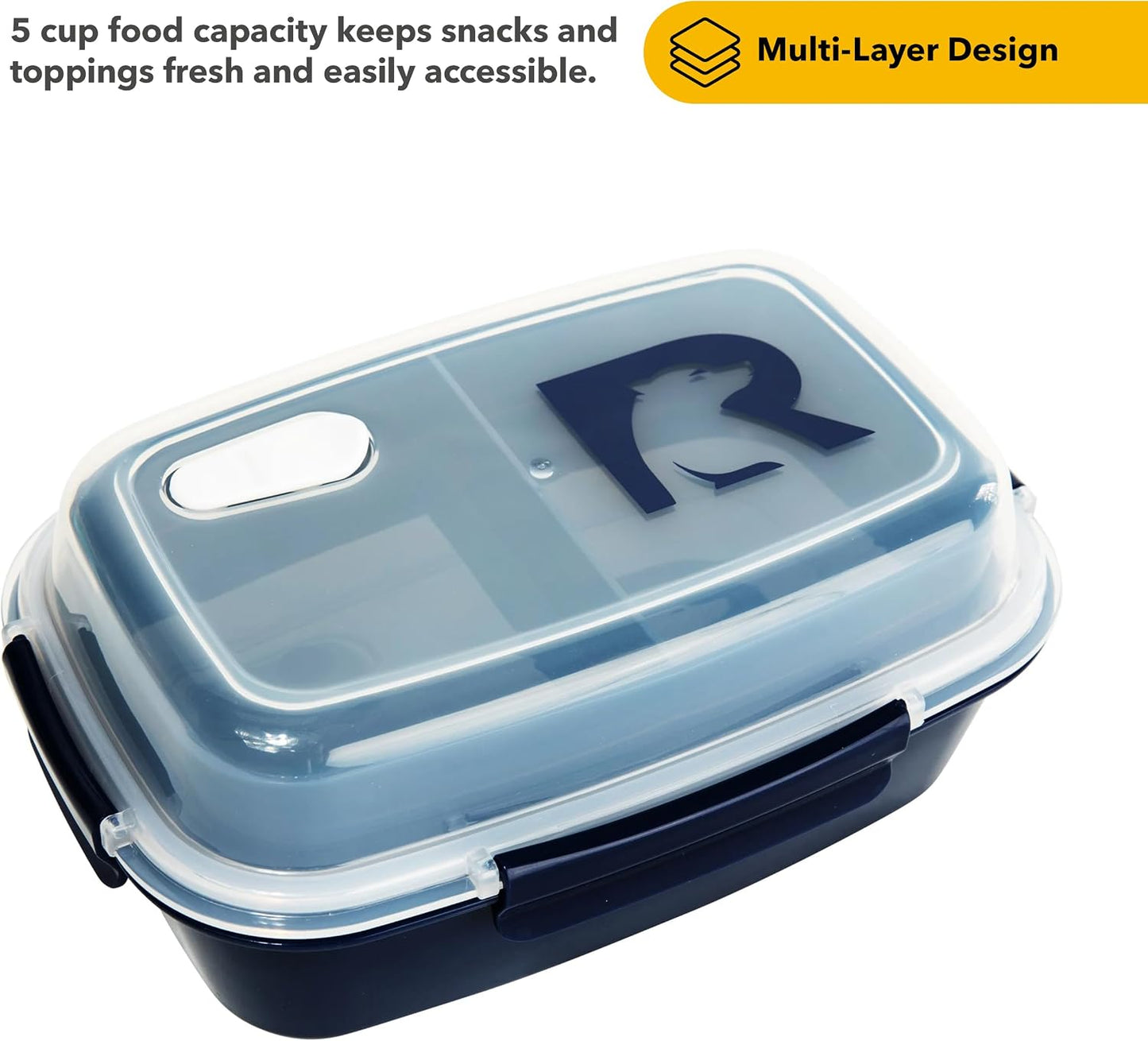 Caja almuerzo 5 compartimentos con tapa reutiliz. sin BPA