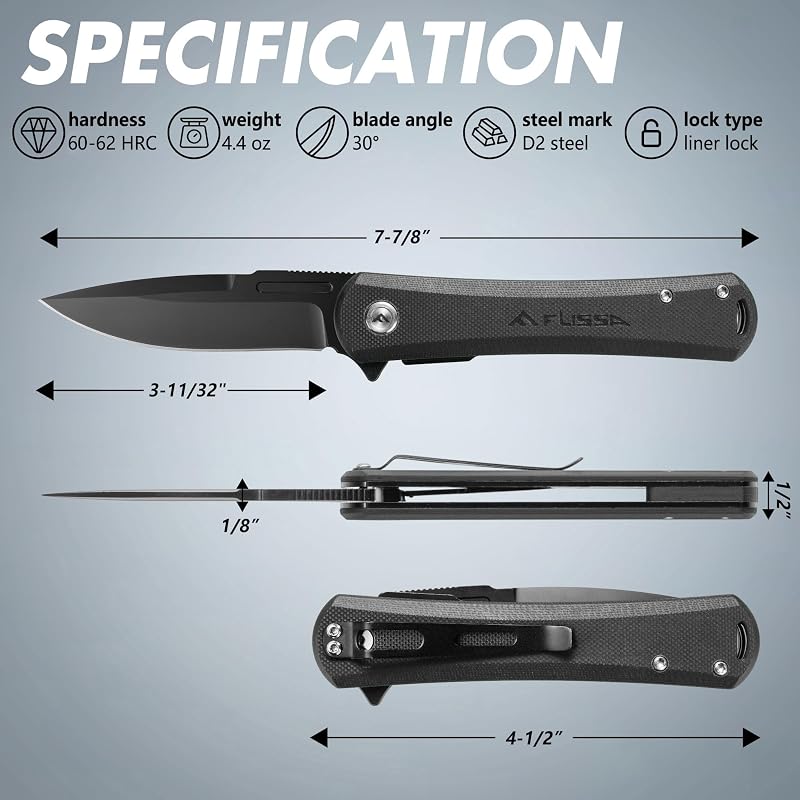 Cuchillo táctico plegable G10 D2 para hombre mujer aire libre