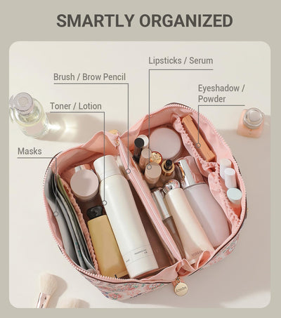 Bolsa maquillaje viaje mujer cuero pu rosa