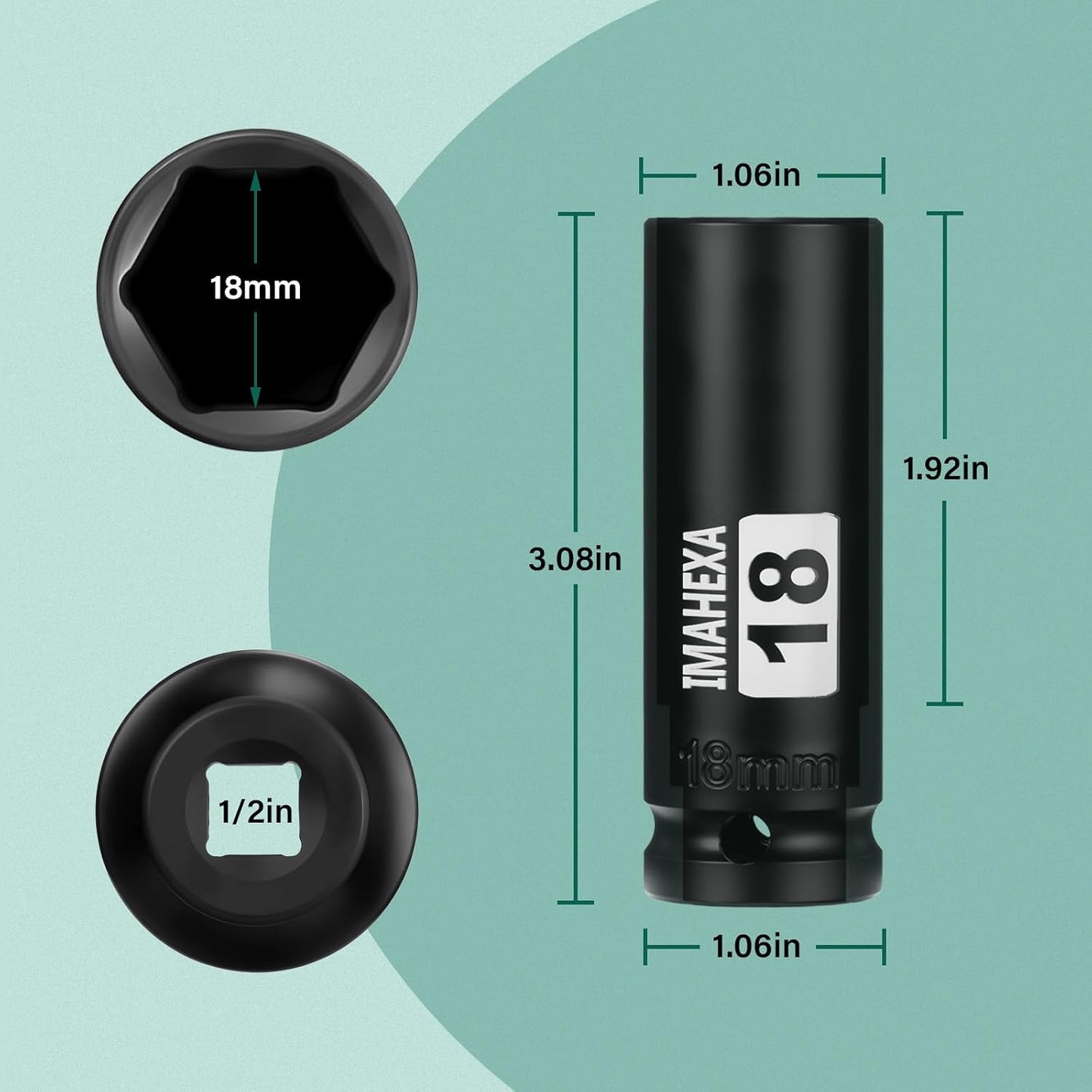 Enchufe impacto cuadrado 1/2 con manguito 18mm