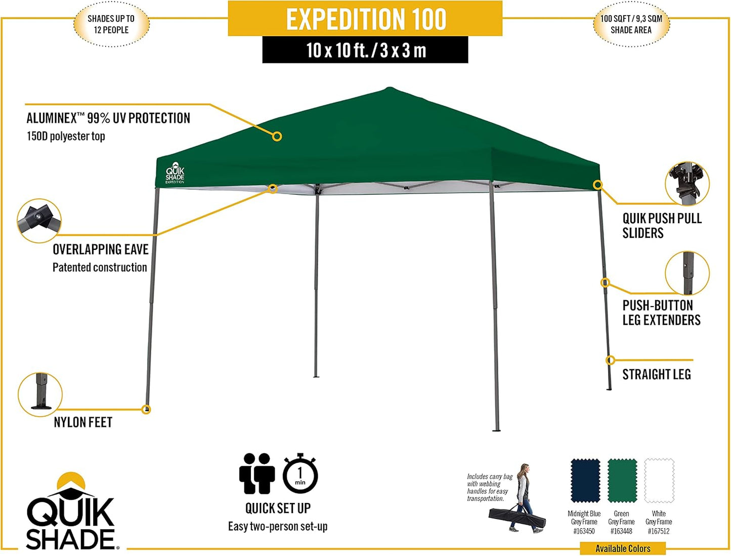 Toldo instantáneo Expedition 100 colores equipo