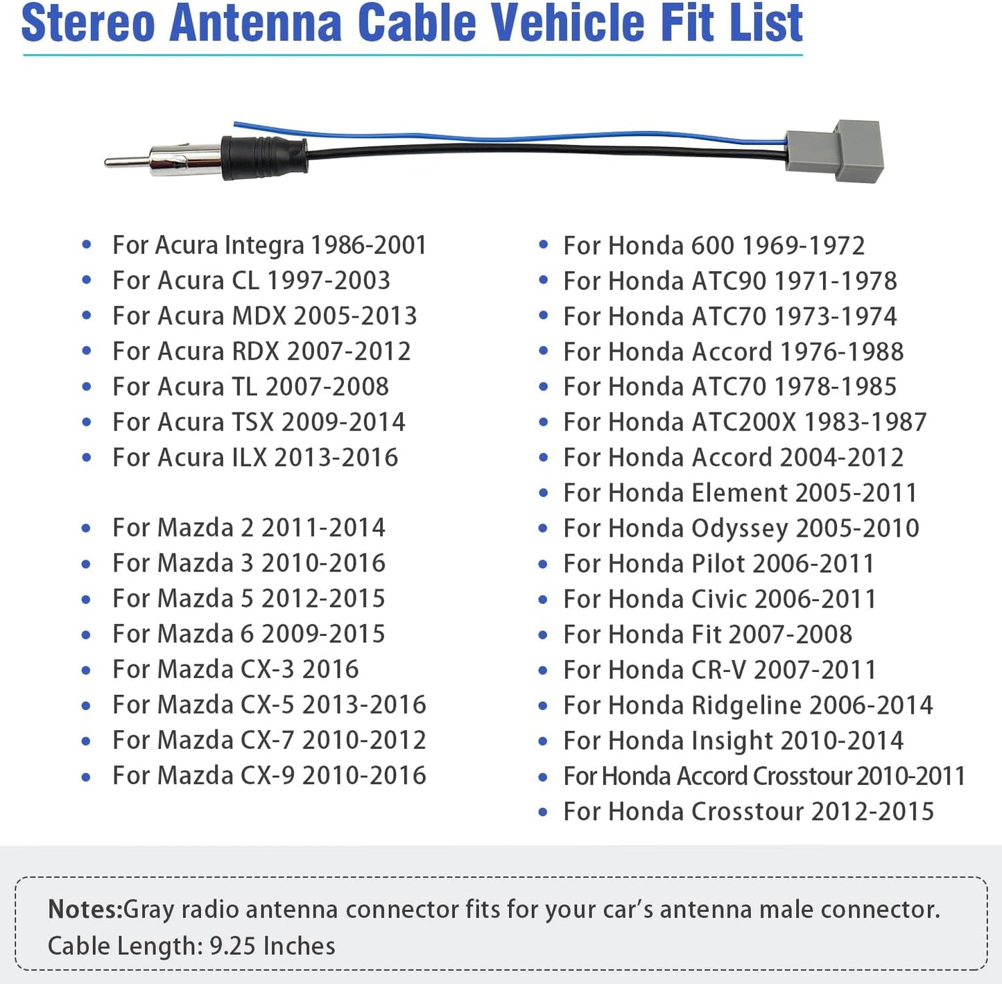 Conector antena radio comp Honda Civic CR-V Pilot
