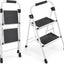Escalera plegable 2 escalones pedal antiderrap blanco