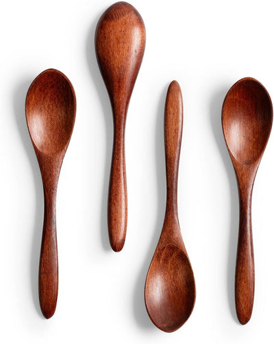 4 Pzas Cucharas Madera para Té y Café Bambú