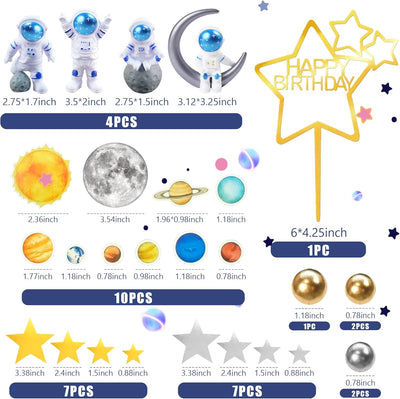 34 Pzas Adornos Pastel Tema Espacial Astronautas Estrellas