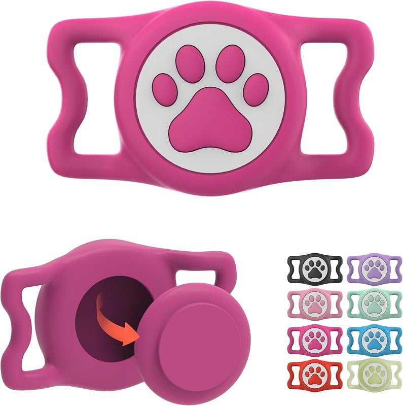Soporte silicona para Airtag perros y gatos rojo rosa