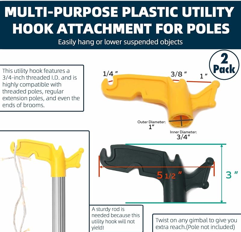 2 Ganchos Plástico Multiusos para Postes Roscados 3/4"