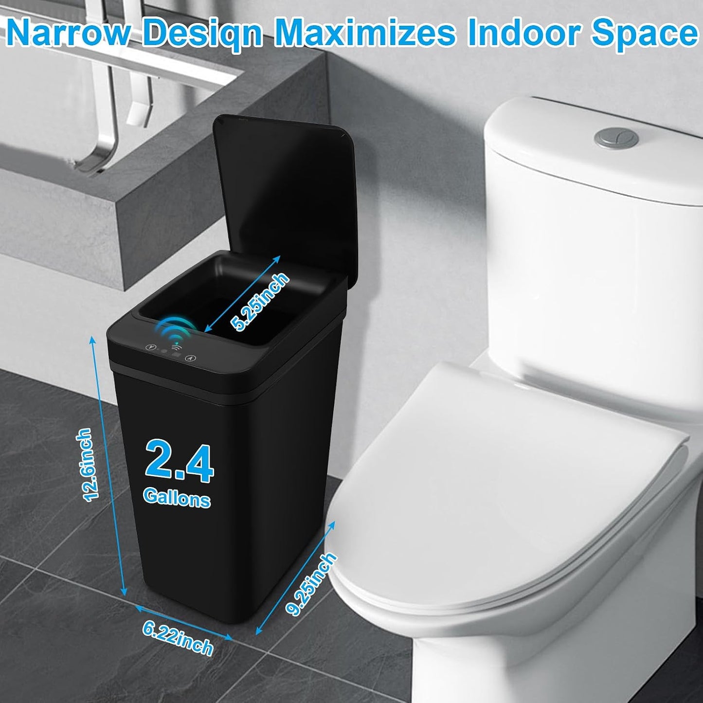 Pack 2 cubos basura baño 2.4gal sensor movimiento