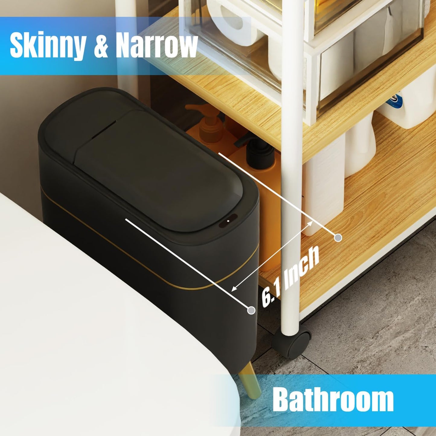 Papelera sensor movimiento plástico estrecha baño dormitorio