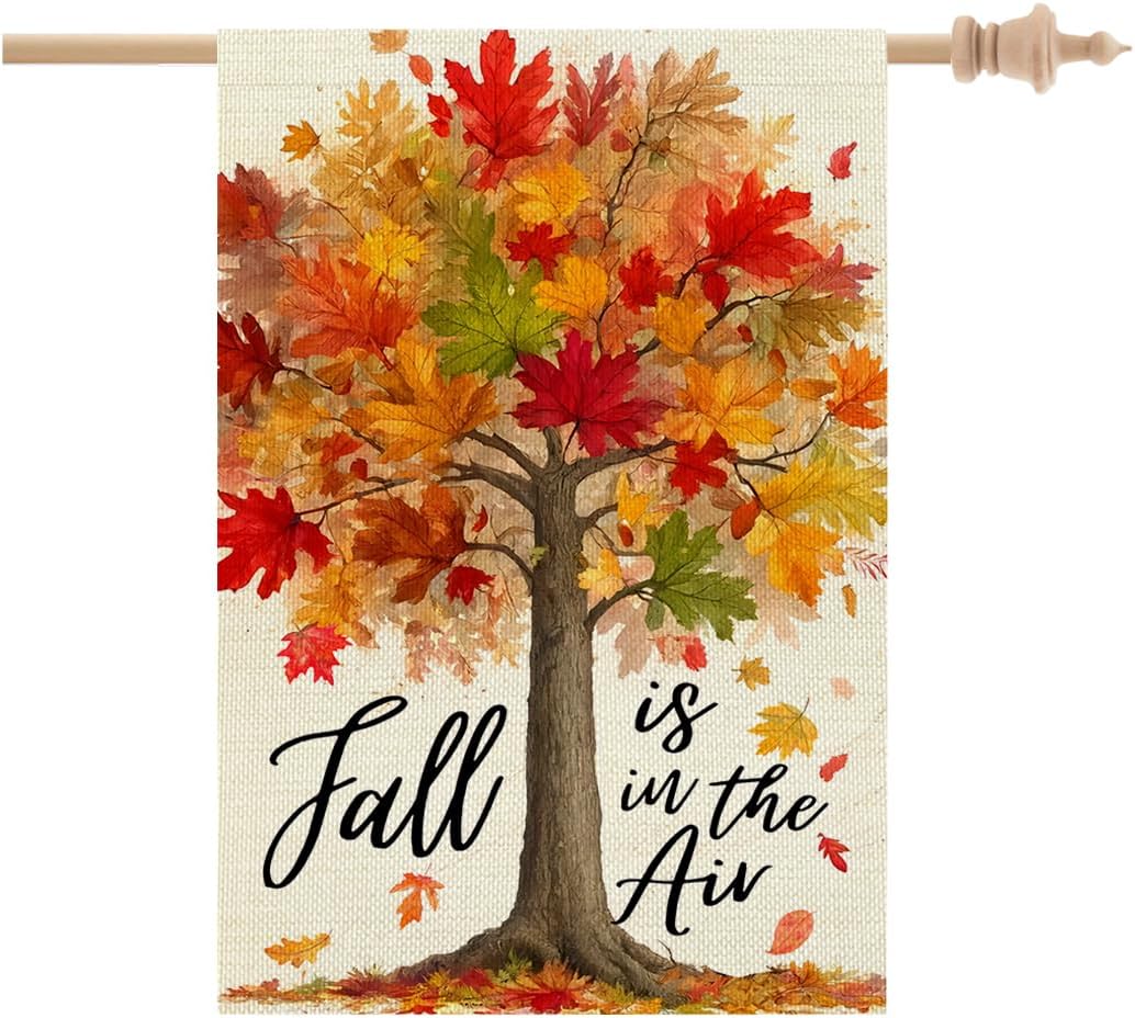 Bandera otoño doble cara 28x40" arpillera maple