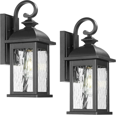 2 Luces pared impermeables 15pulg porche negro mate