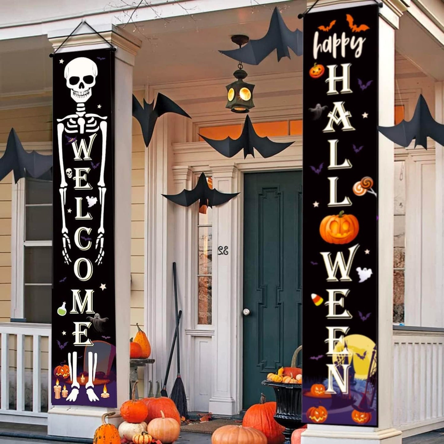 Decoraciones Halloween puerta patio guirnaldas
