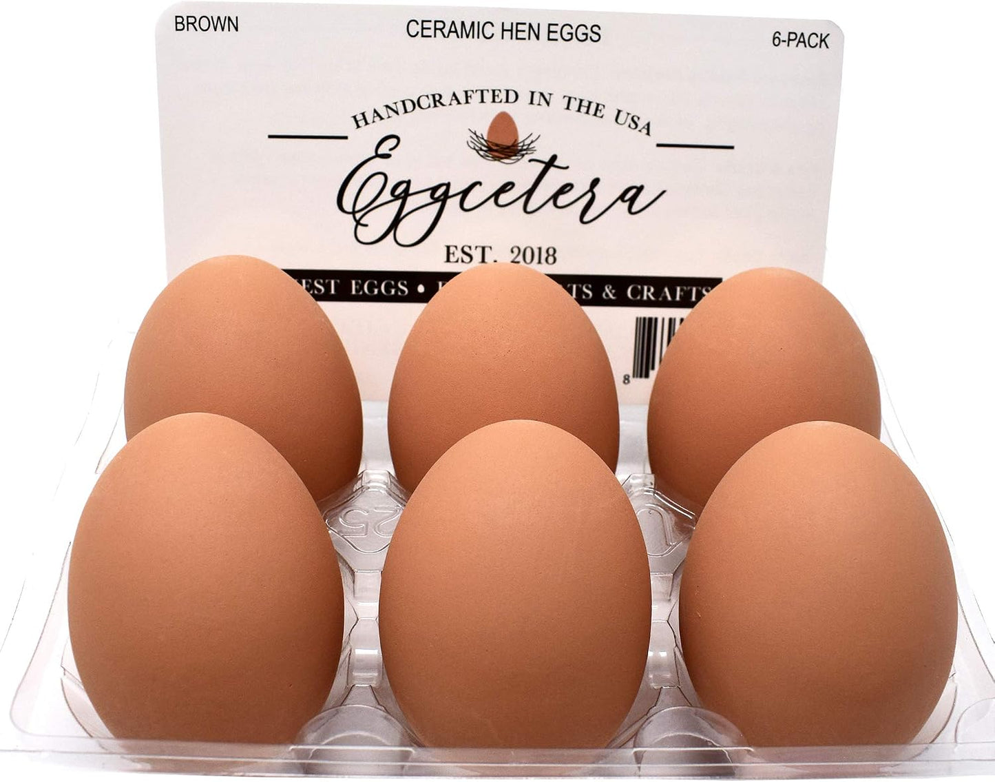Huevos cerámica nido 6 pzas marrón antipicoteo