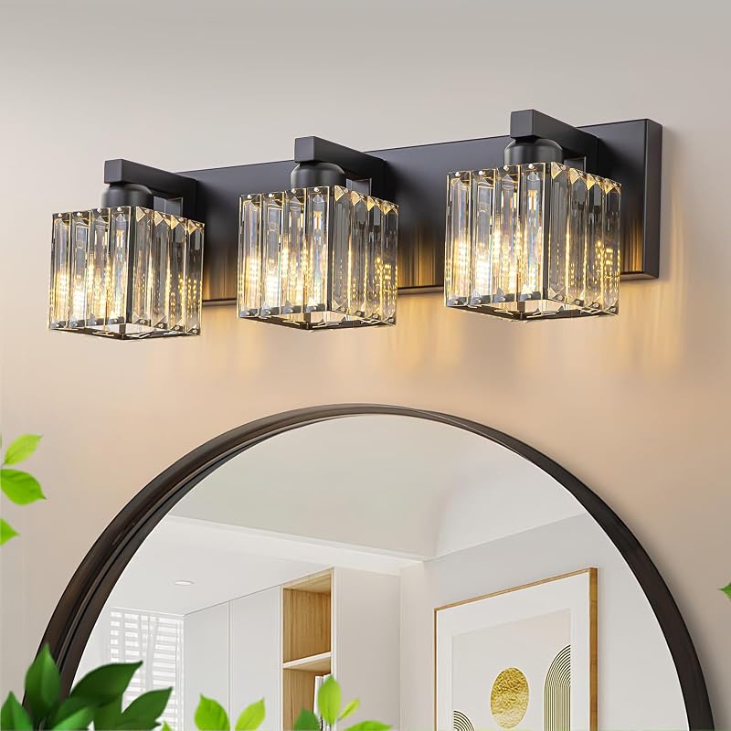 Lámpara baño cristal sobre espejo 3 luces 19.7"