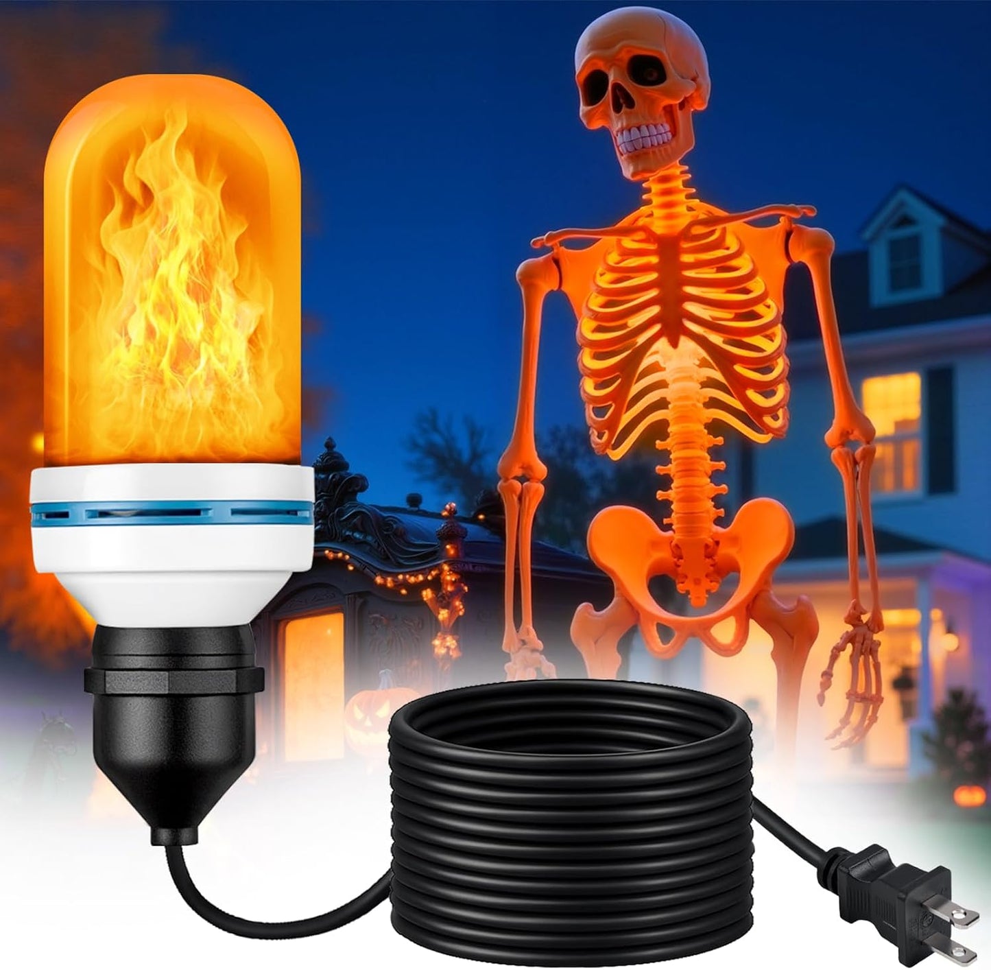 Kit luces esqueleto Halloween 19.7pies modo naranja