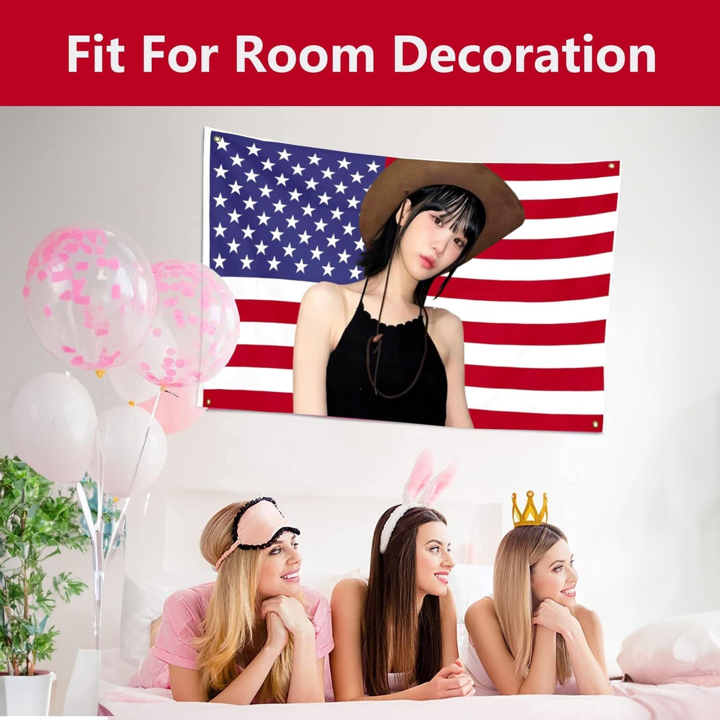 Bandera Americana Chaewon 3x5ft Tapete Kpop 4 Ojales Latón