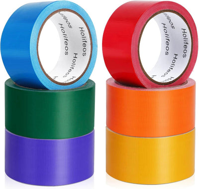 Cinta adhesiva conducto 2pulg x15yd 6 rollos arcoíris impermeable