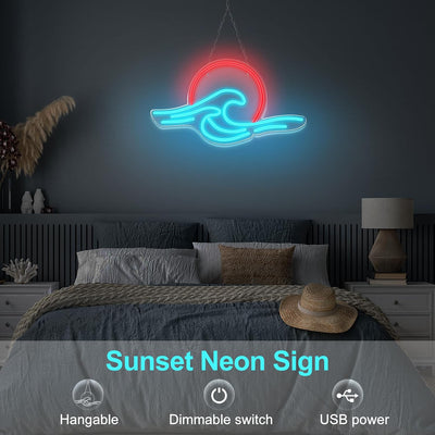 Letrero led regulable con olas oceánicas para dormitorio y fiesta