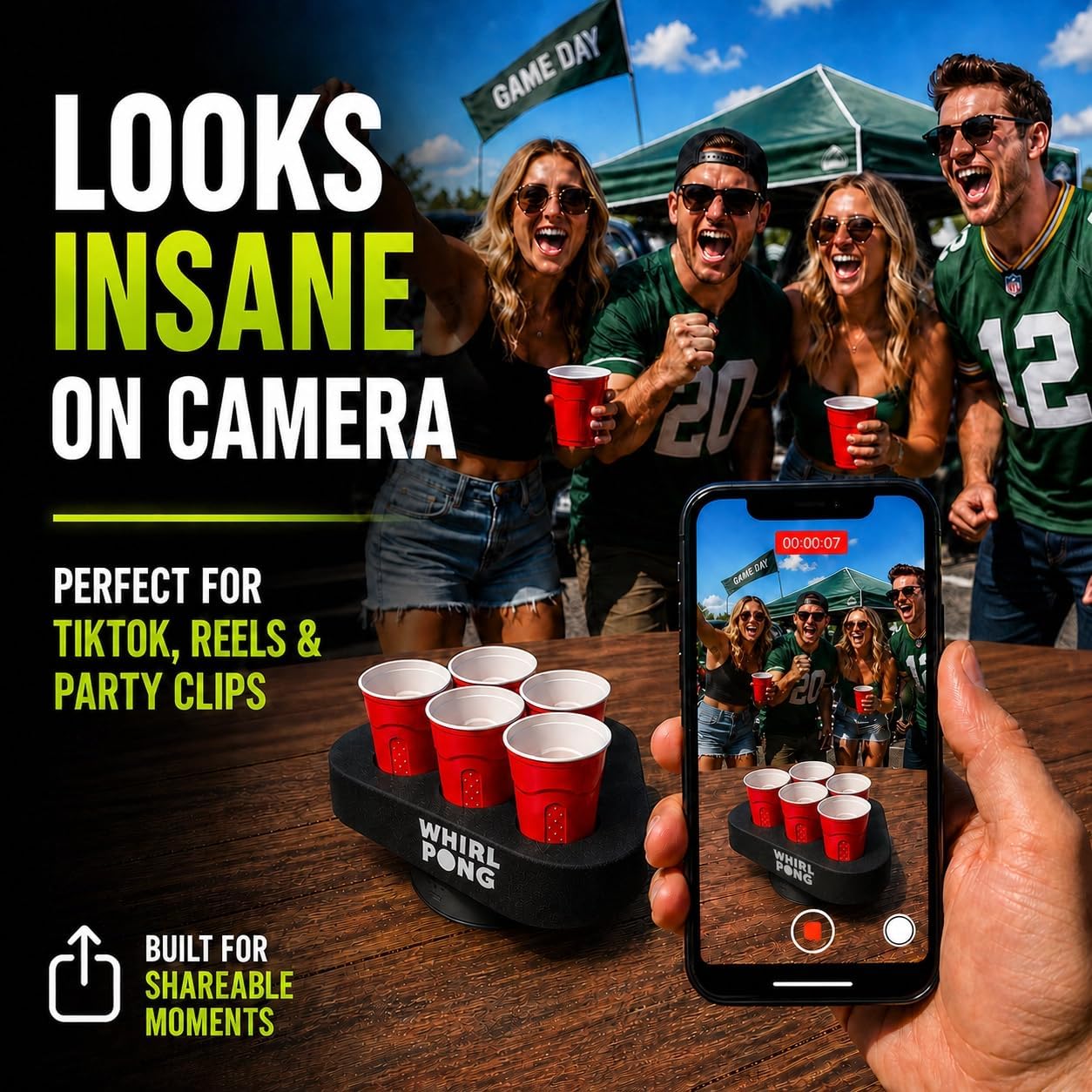 Set Pong Taza Giratoria Recargable para Fiesta