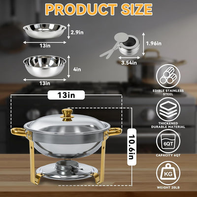 Set 4 Platos Bufé Acero Inox 304 Oro