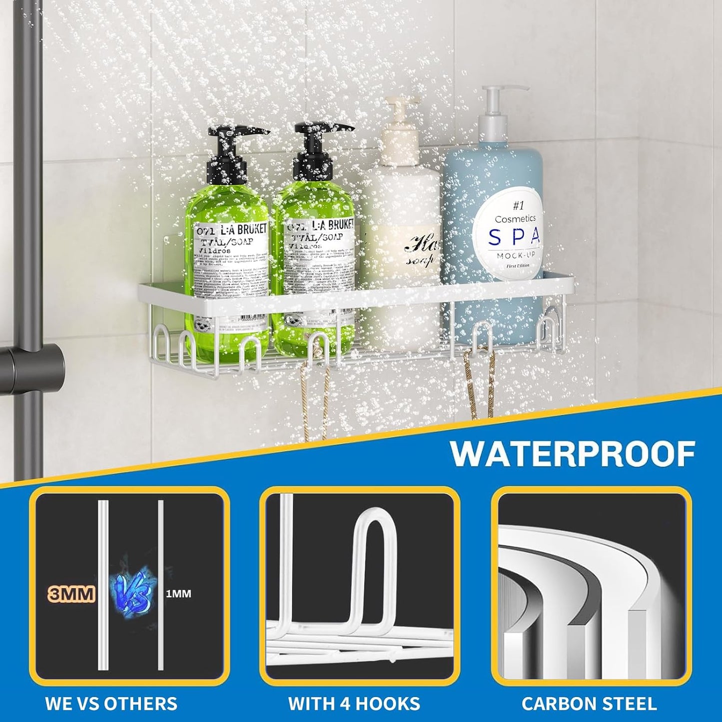 Organiz. ducha 9uds acero inox sin taladrar