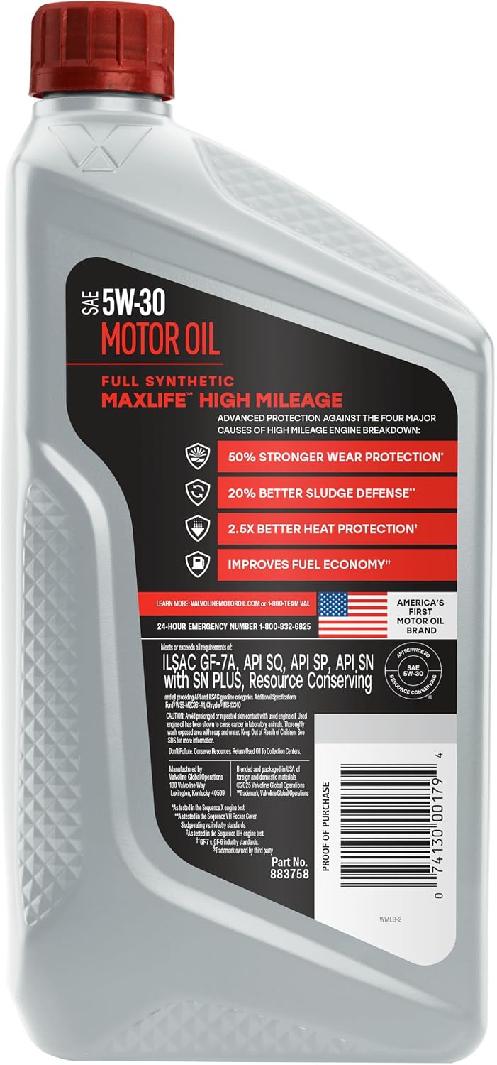 Aceite motor sintético 5W-30 MaxLife 1qt