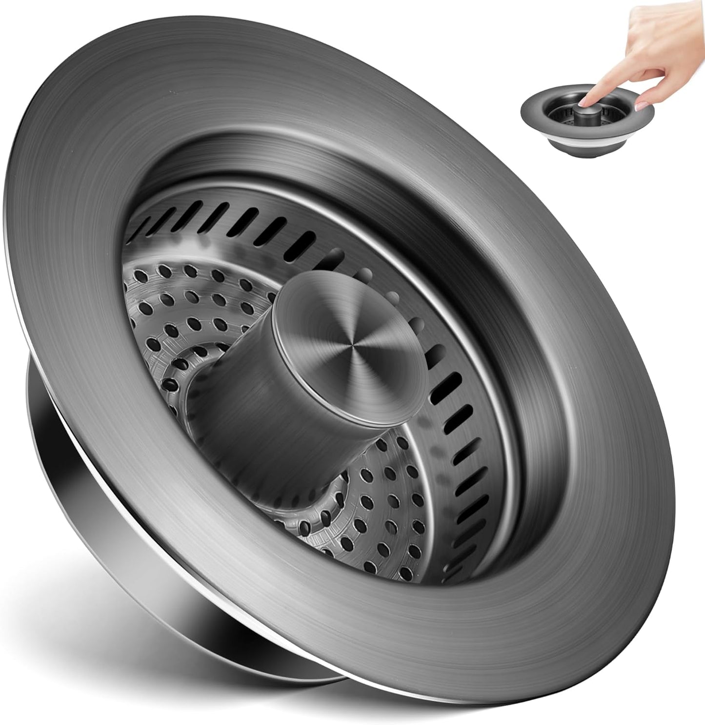 Colador desagüe fregadero 3en1 acero inox 304 antiobstrucción gris