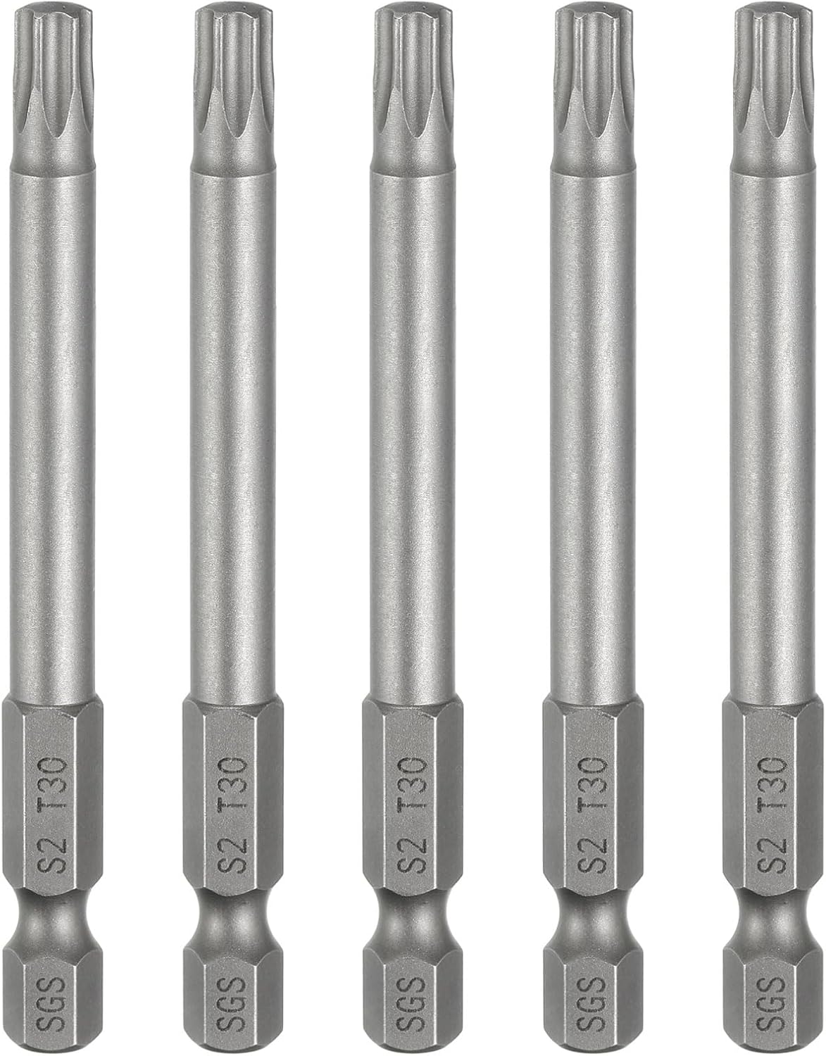 5 Pzas Broca Torx T30 1/4 Hex 3in Magnética Sin Punta