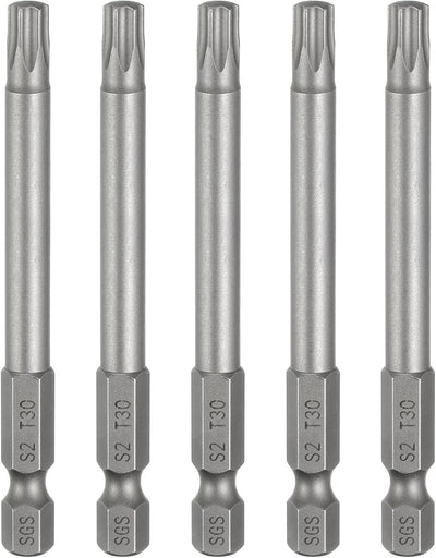 5 Pzas Broca Torx T30 1/4 Hex 3in Magnética Sin Punta