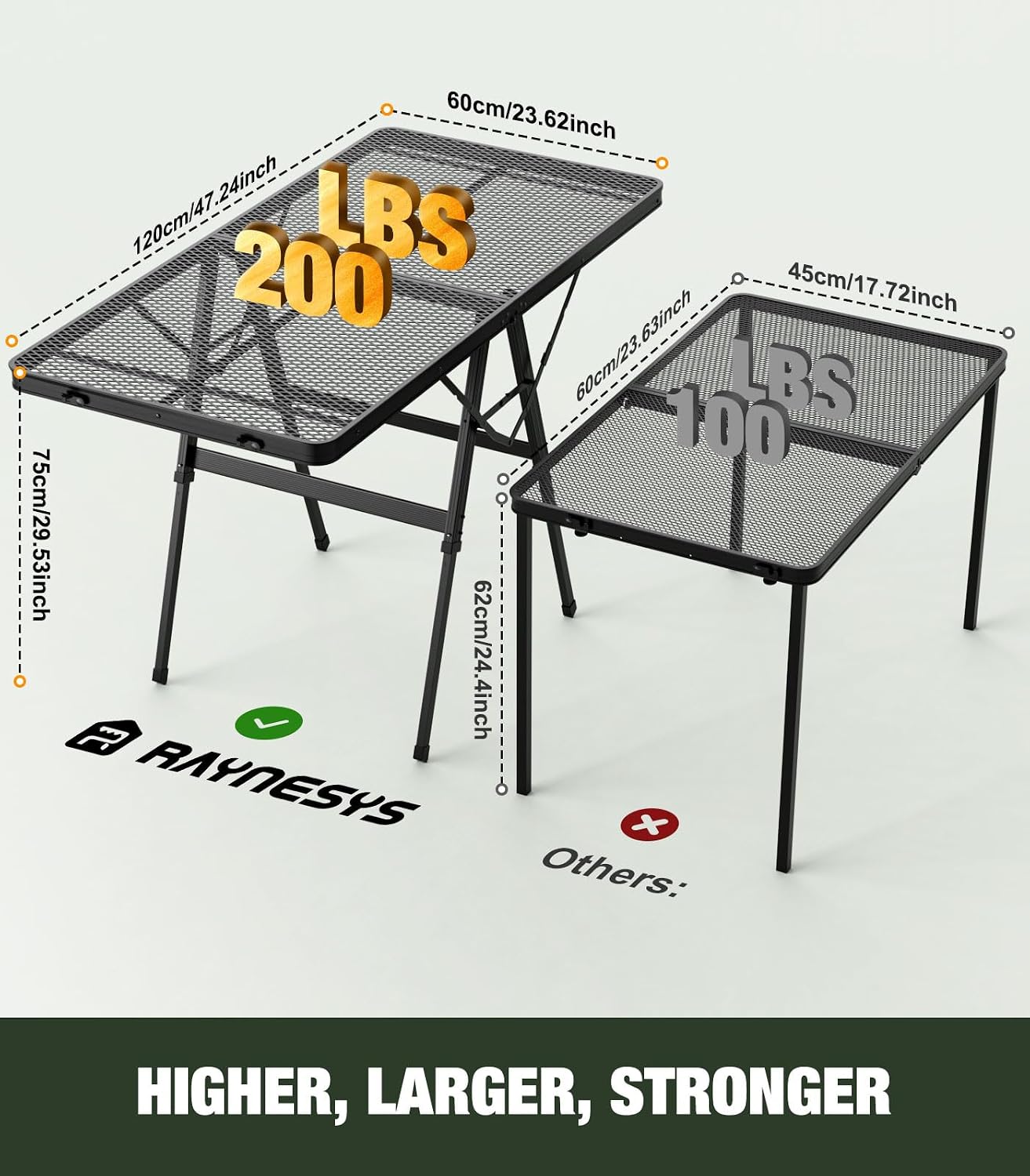 Mesa plegable parrilla malla 4ft metal ajustable exteriores