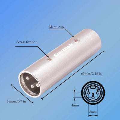 Pack 4 adaptadores XLR macho a macho 3 pines