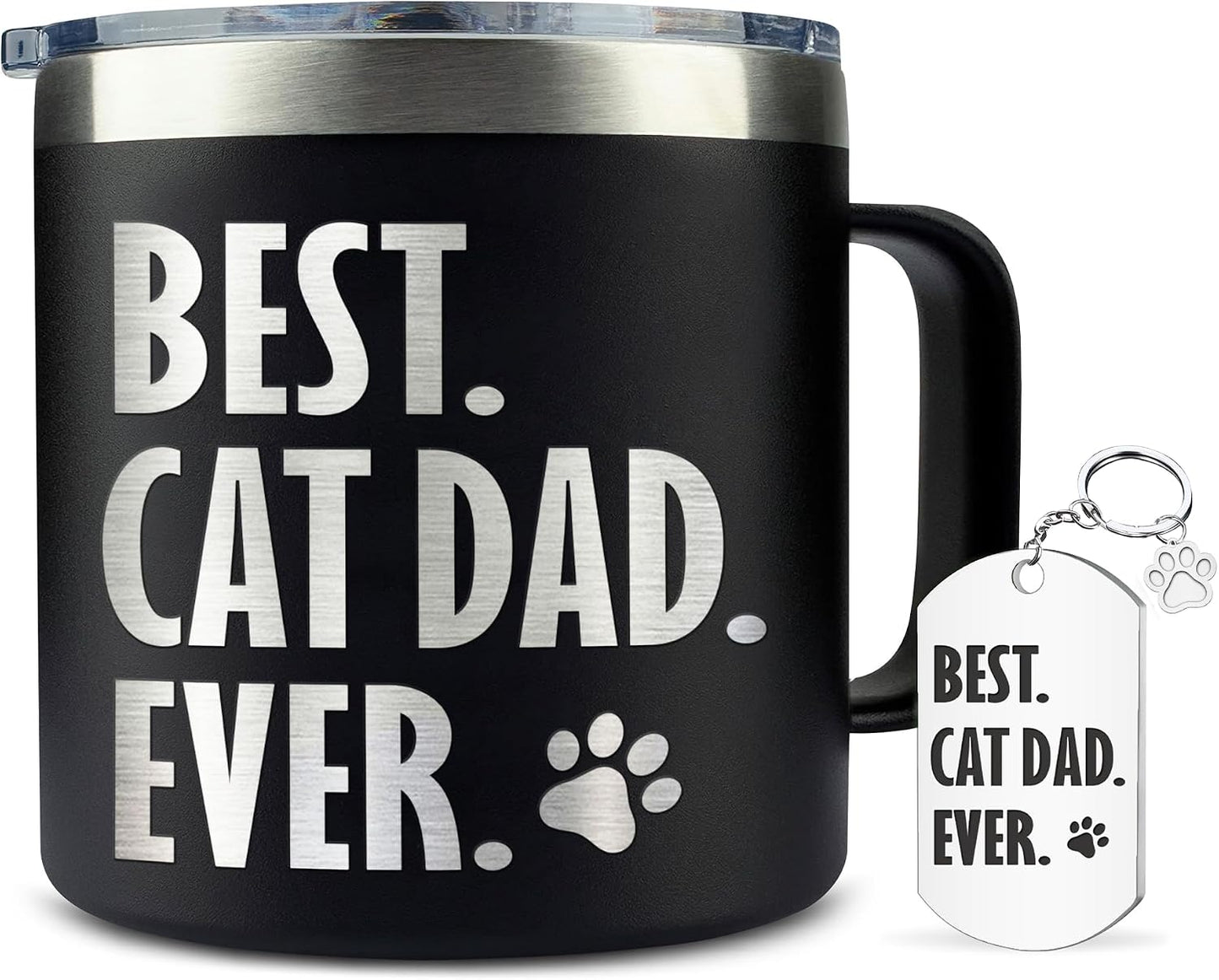 Taza café negra 14oz regalo día padre gatos