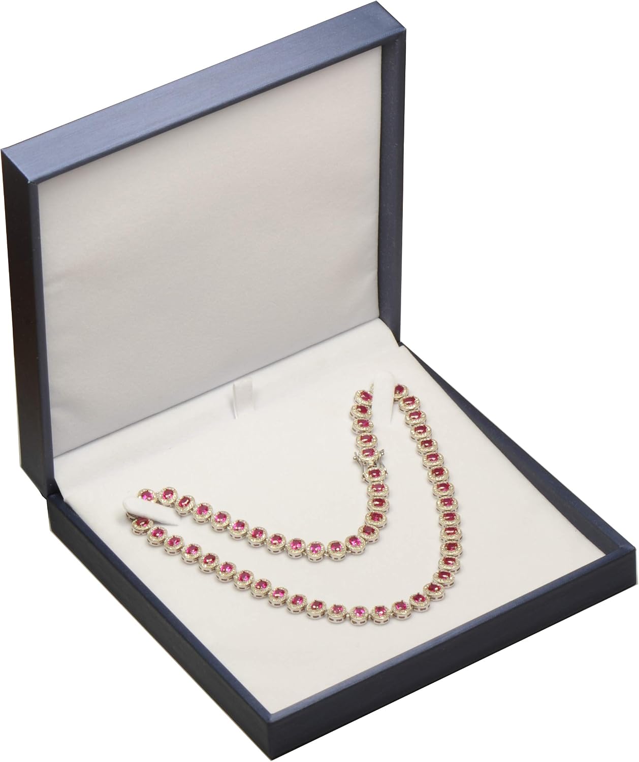 Caja regalo collar grande azul piel sintética 6.42"