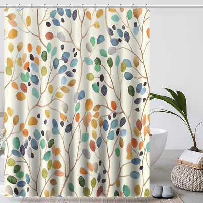 Cortina ducha floral con ganchos baño