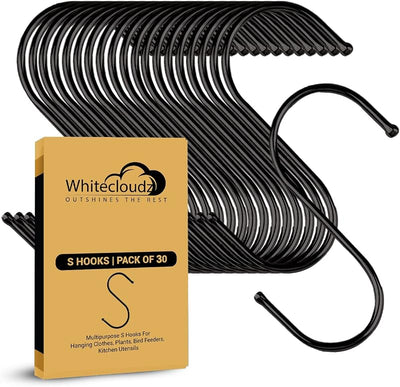 30 Ganchos en S Negro Metal para Colgar Utensilios Cocina