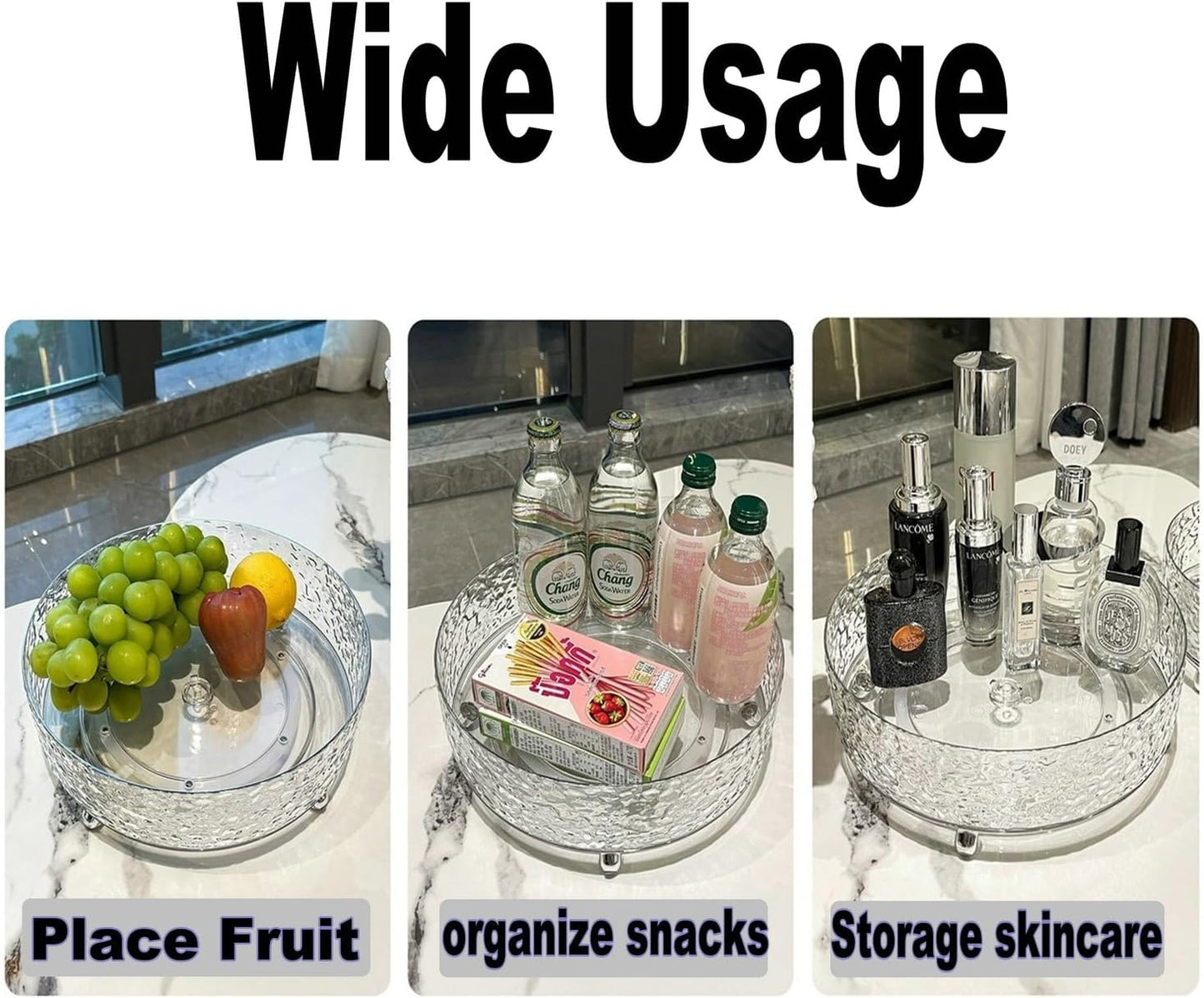 Organiz. maquillaje giratorio 360° para tocador y baño transparente