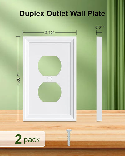 2 Pzas Cubiertas Salida Dúplex Fibra Bambú Placas Pared Blanca