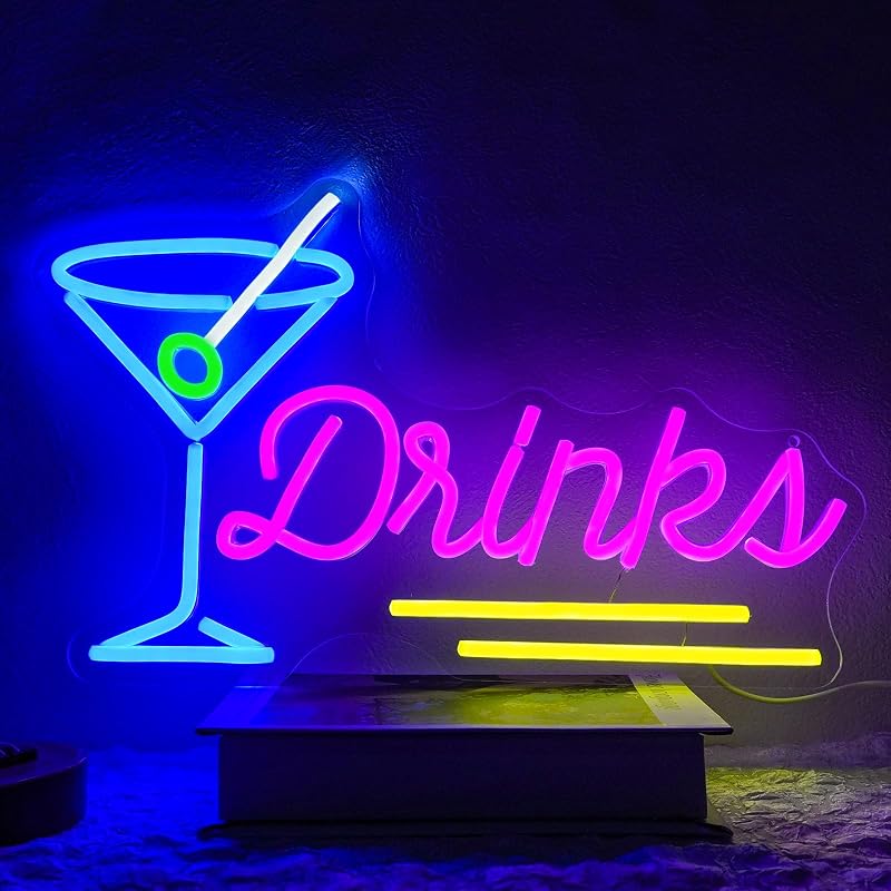 Letrero neón LED para bar fiesta letras azul rosa
