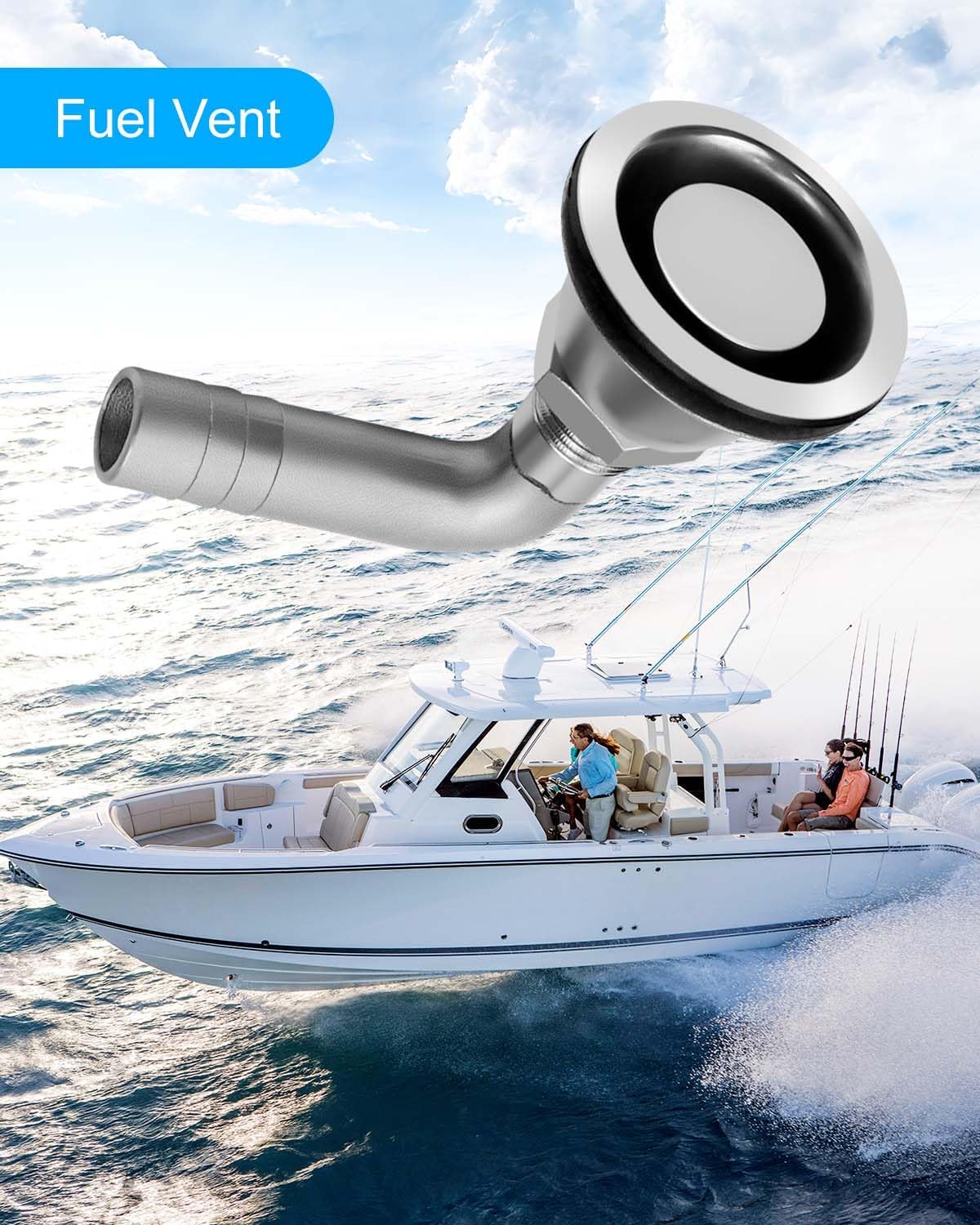 Ventilación combustible 90° manguera 5/8pulg acero inox barco