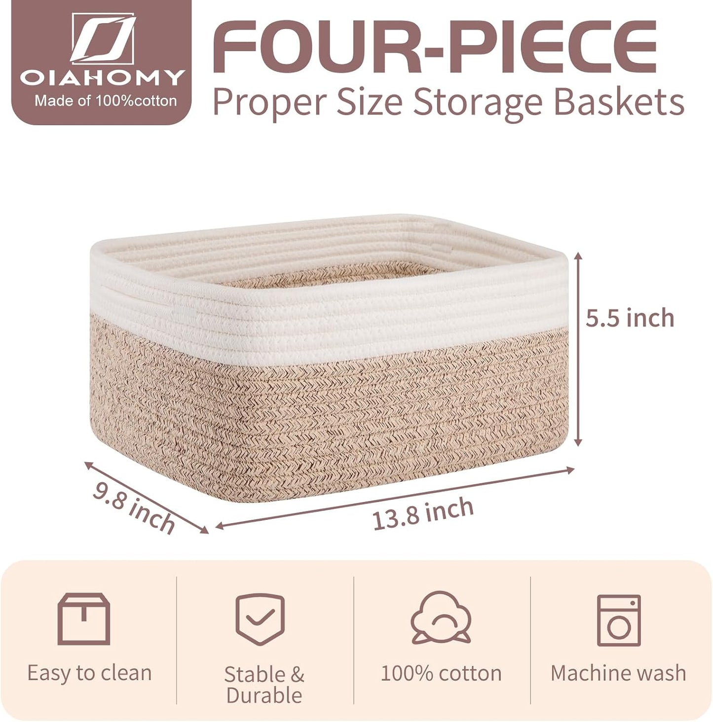 4 Cestas Almacenamiento Decorativas 13.8"