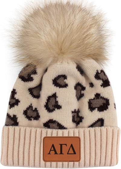 Gorro Alpha Gamma Delta estampado leopardo parche AGD