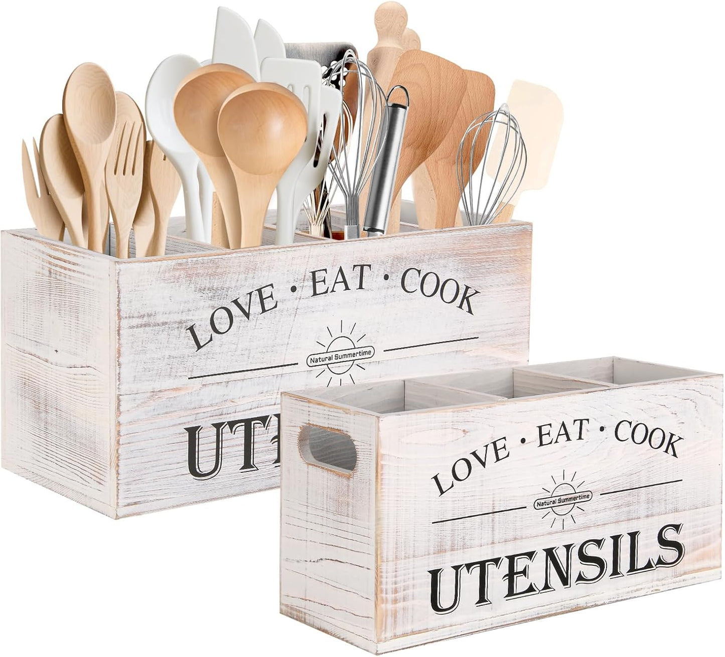 2 Soportes Utensilios Madera 6.7x6.18" Organiz. Cocina