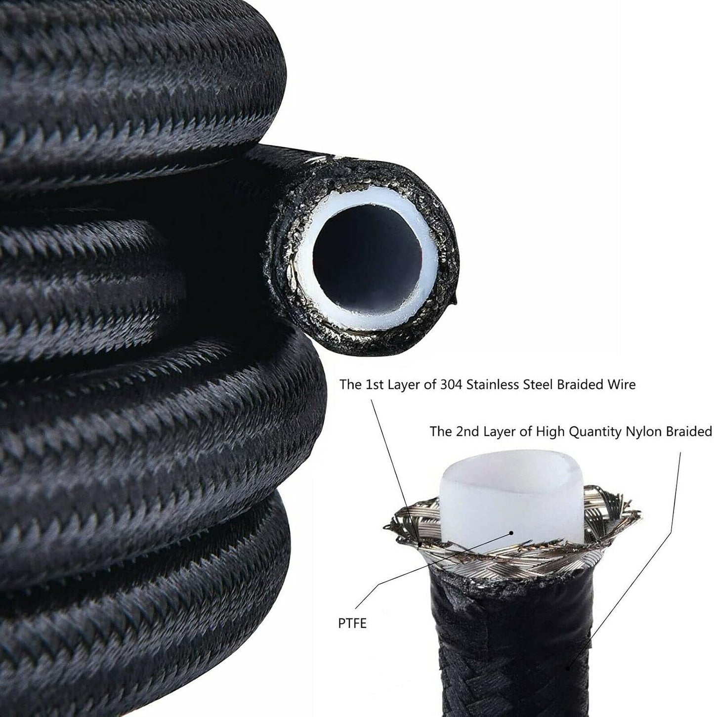 Kit manguera combustible PTFE 20ft con adaptadores