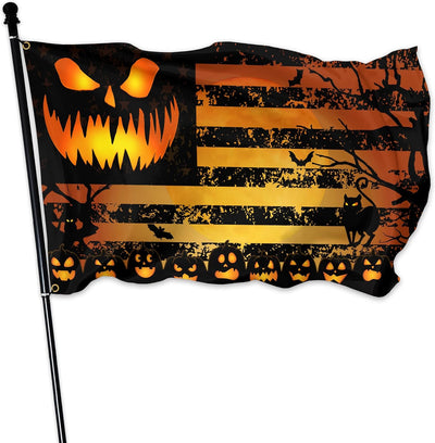 Banderas Halloween 3x5ft rayas doble cara