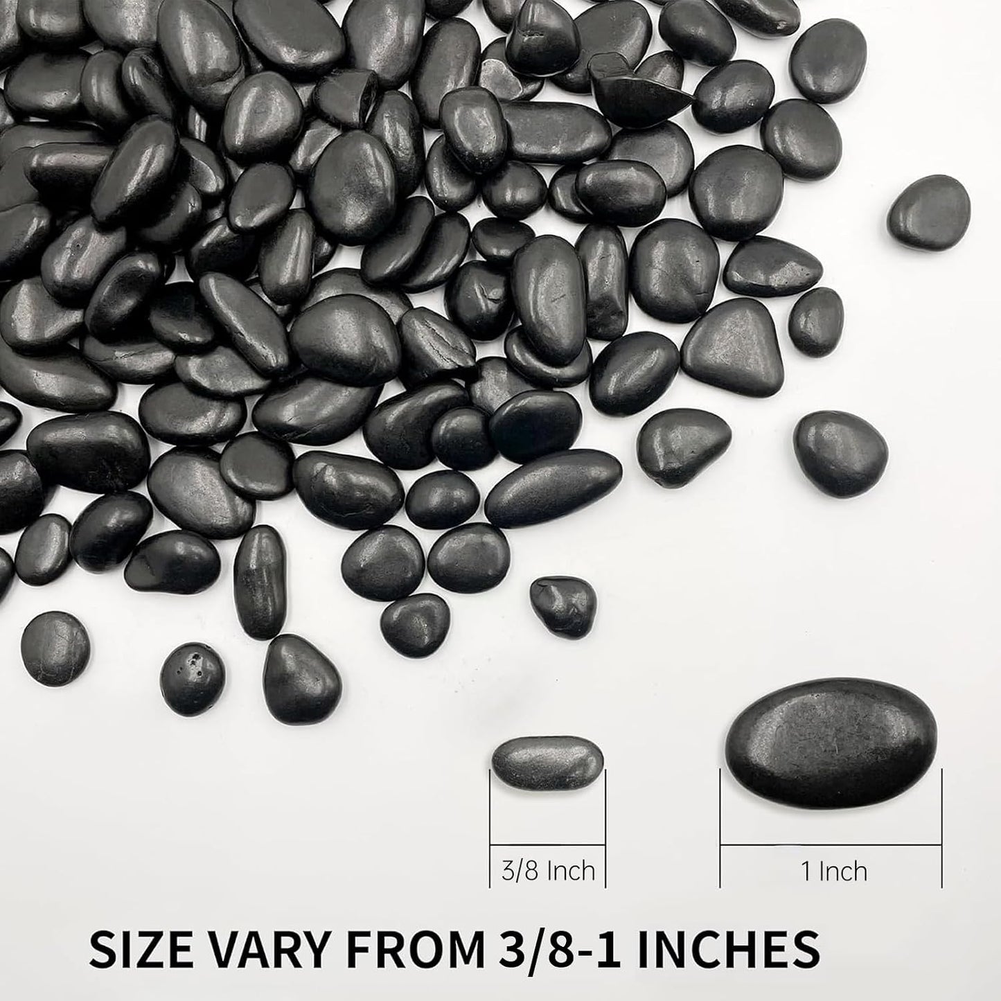 Rocas guijarro negro 6lb 3/8-1" pulidas acuario decoración