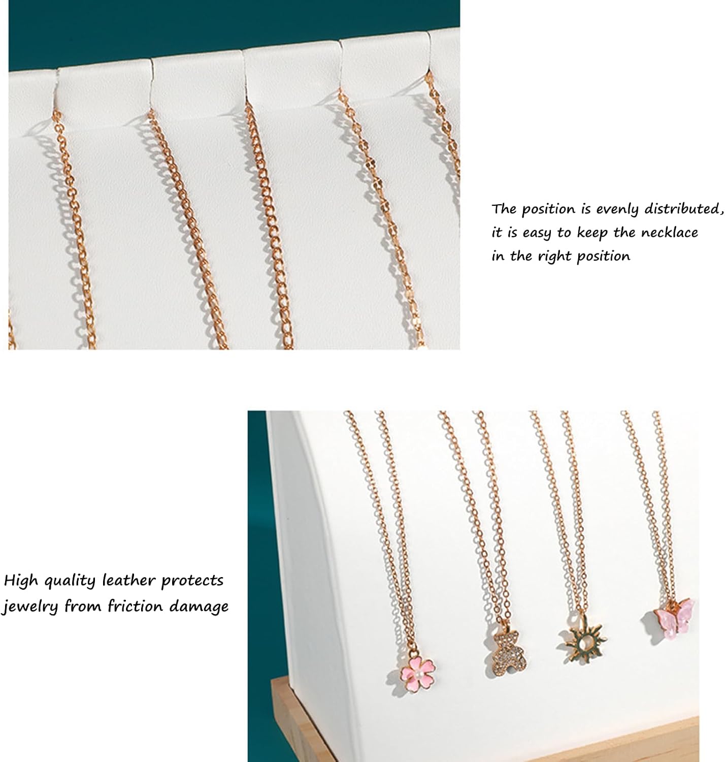 Soporte collares organiz. cadenas cuero madera curvada